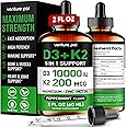 Venture Pal Vitamin D3 10000 iu Plus K2 (MK-7) 200 mcg Liquid Drops, Magnesium & Zinc MCT Oil | for Bone, Mood & Immune Health | High Absorption VIT K2 D3 Vitamin Supplement(Mint,2 Fl Oz)