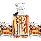 Whiskey Decanter Set for Men, We The People Decanter Set with Glasses, Engraved American Flag Decanter for Liquor Bourbon Gifts for Men Unique Birthday Father's Day Gifts for Men Dad