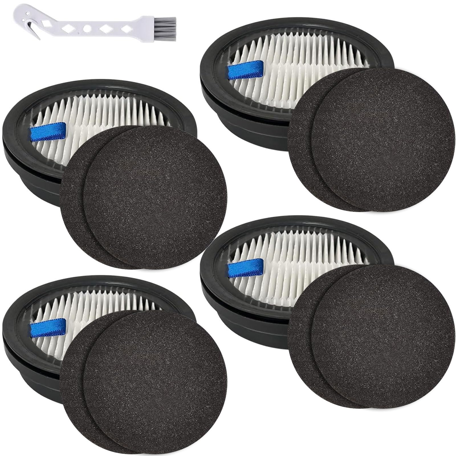 Photo 1 of ECOMAID 4 Pack HEPA Filters and 8 Pack Sponge Filters Replacement for Afoddon A200Pro/A200, ORFELD B08/C10A/C10G and NEQUARE S12 S25 S26 Series Cordless Vacuum Cleaner with Brush