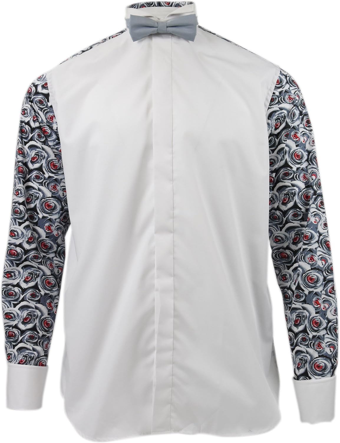 Rocola Wing Collar Dress Shirt with Rose Print Back & Sleeves