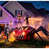 14.8 FT Giant Halloween Inflatables Spider Car Outdoor Decorations | 14-point anchoring, Powerful Fast Blower, Built-in LED, Water Resistant Tear Fabric,Halloween Inflatable Party Lawn Garden