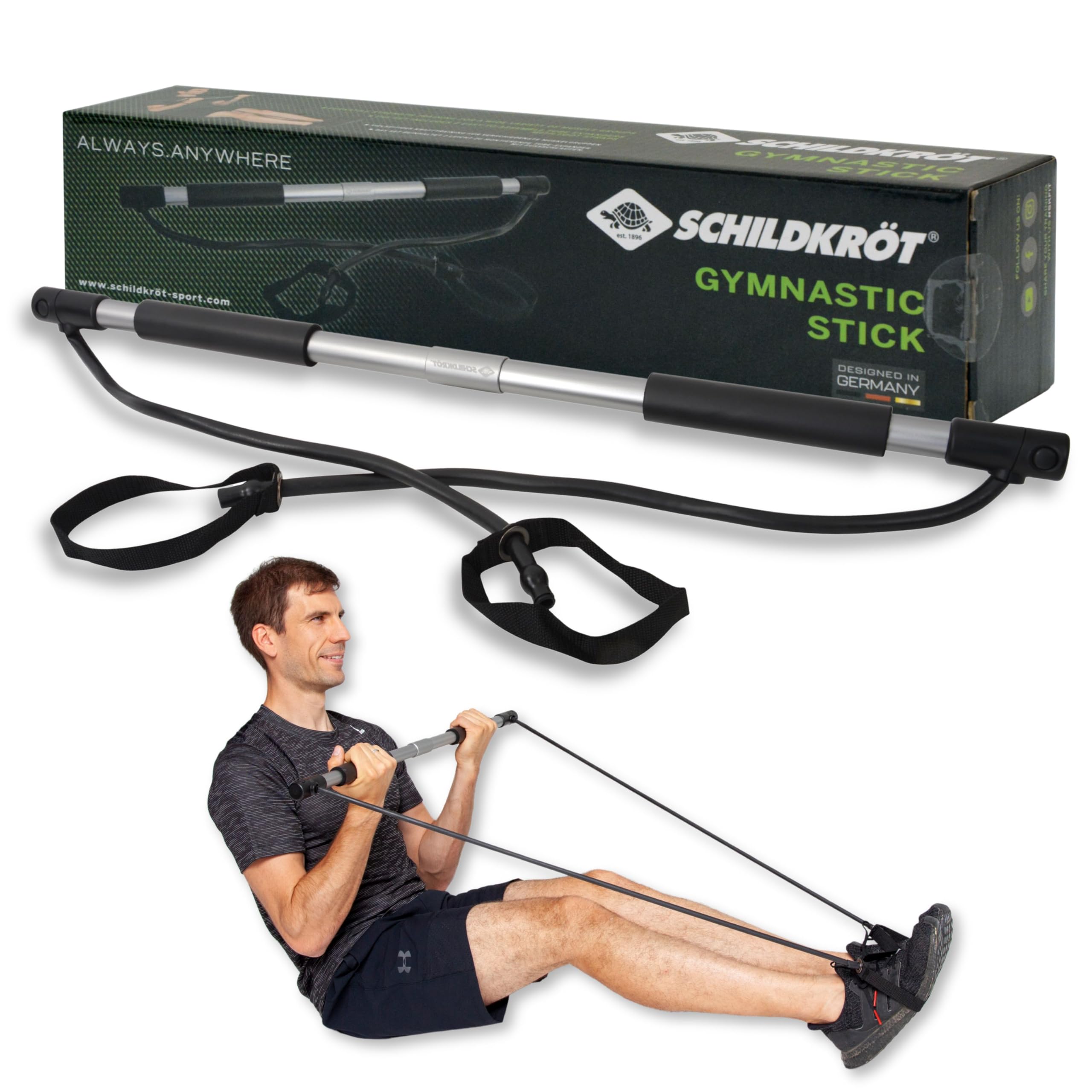 Schildkröt® Gymnastics 960248 Stick with EVA Foam Handles, 80 cm Long, Separable in Centre, Includes Instructions (English language not guaranteed), in Colour Box