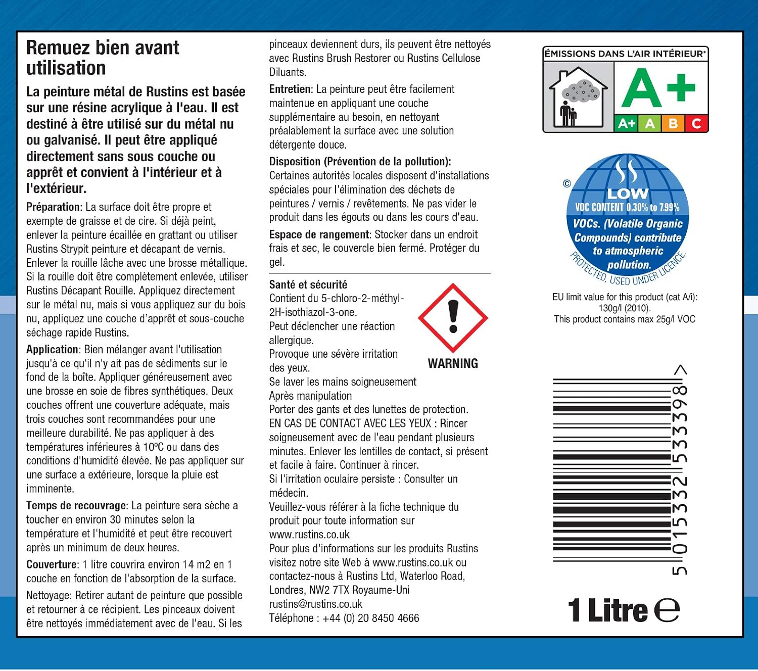 RUSTINS MPSR500 500ml Metal Paint - Silver, 500 ml (Pack of 1) - Image 3