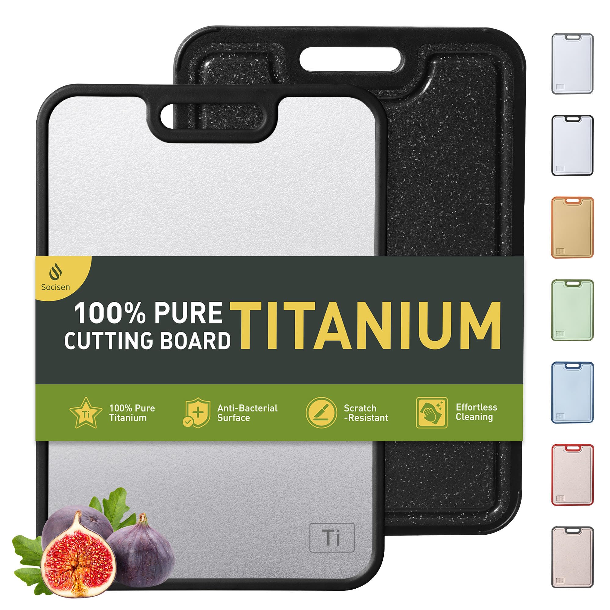 Photo 1 of 2 in 1 Pure Titanium Cutting Boards for Kitchen Chopping Board with Handle Large Big Small Kitchen Meat Butcher Block Not Stainless Steel Wood Bamboo Glass Rubber Plastic Silicone Acrylic Teak Sink