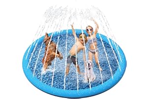 YAUNGEL Splash Pad for Dogs, 67in/170cm Non Slip Pool Sprinkler for Kids Thickened Durable Bath Pool Splash Pad Pet Summer Ou