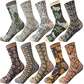 Glitopper 10 Pairs Womens Cute Cottagecore Floral Crew Socks 3D Flower Embroidered Cotton Vintage Socks Gifts