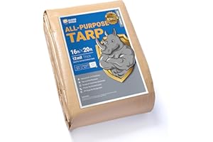 GUARD SHIELD Beige Tarp 16x20 Feet Large Tarps Heavy Duty Outdoor Tarpaulin Cover 12mil