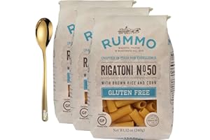 moofin Pasta Rigatoni 12 Oz, Gluten Free Pasta, Includes Moofin Golden SS Spoon, Artisanal Quality, Protein Pasta, Dairy-Free, Vegan, Authentic Italian Flavor, Crafted in Gragnano, Italy (Pack of 3)