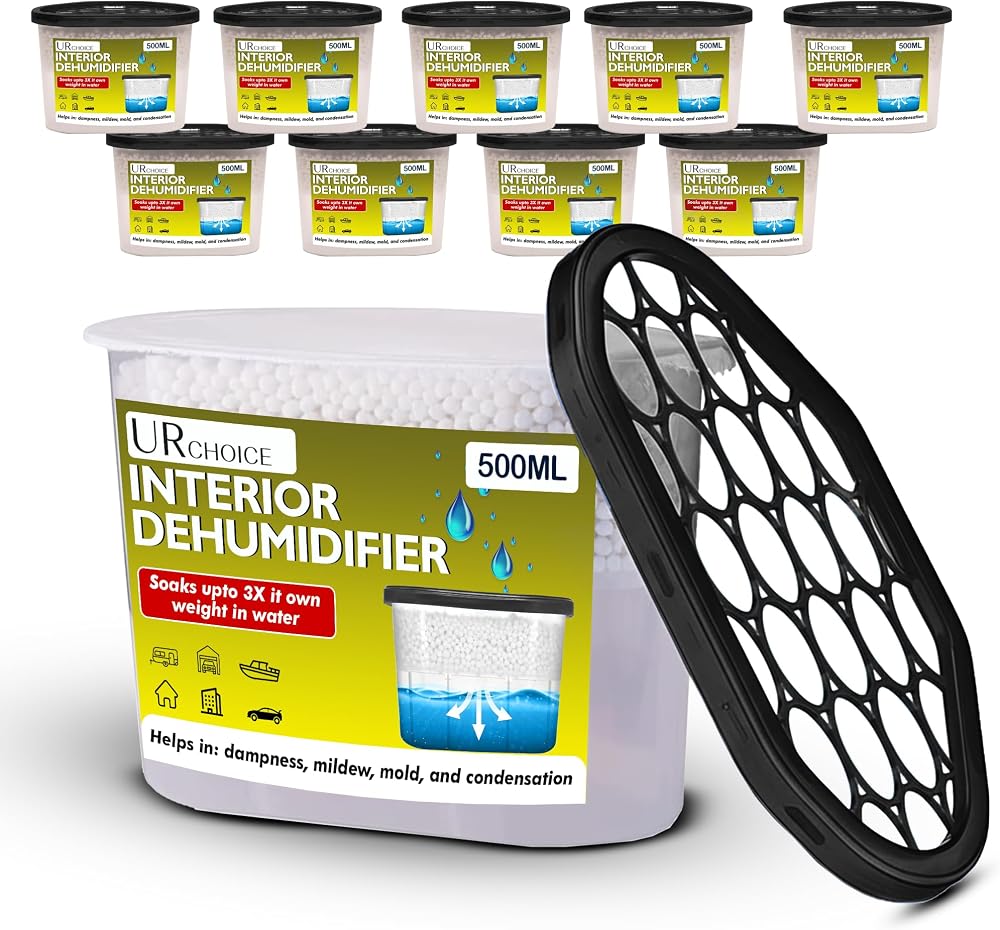 UR CHOICE 500ml Dehumidifier 10 Pack Moisture Absorber Damp Mould Condensation