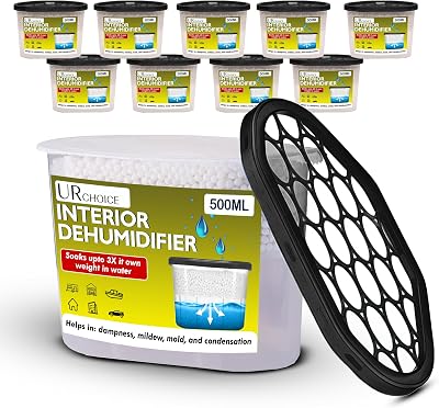 UR CHOICE 500ml Dehumidifier 10 Pack Moisture Absorber Damp Mould Condensation