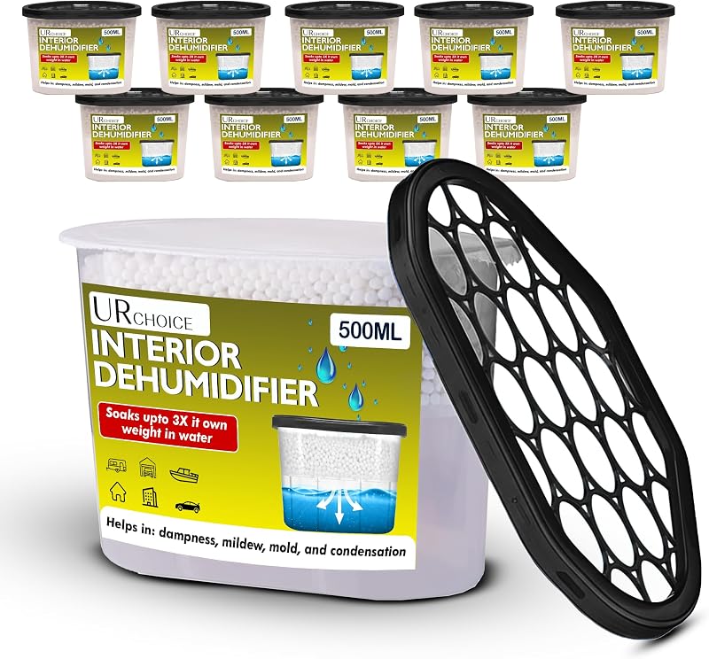 UR CHOICE 500ml Dehumidifier 10 Pack Moisture Absorber Damp Mould Condensation