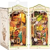 Rolife DIY Book Nook Kits for Adults, Miniature Dollhouse Booknook Kit for Home Room Decor, 3D Wooden Puzzle with LED, Flower