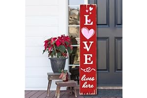 ARTDMT Valentine Day Vertical Wooden Porch Sign for Welcome Front Door Rustic Tall Welcome sign for Front Porch Standing Farmhouse Party Door Yard Porch Decoration 42"H