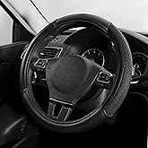 Skechers Air-Cooled Steering Wheel Cover,Leather Car Steering Wheel Cover Universal Fit 14" 1/2-15" Car Wheel Protector for Men Women Fit Suvs,Vans,Sedans,Car,Trucks,Black