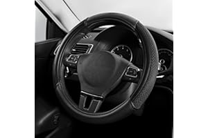 Skechers Air-Cooled Steering Wheel Cover,Leather Car Steering Wheel Cover Universal Fit 14" 1/2-15" Car Wheel Protector for Men Women Fit Suvs,Vans,Sedans,Car,Trucks,Black