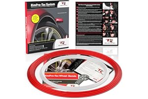 TR RIMPRO-TEC Rimpro-Tec Wheel Bands Rim Protectors for Car Wheels for Protection and Decor, Durable All-Weather rims Protectors Easy-To-Install rim guard Fit from 12" To 22" Wheels Base: Red, Inner: White.