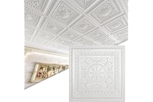 Art3d Drop Ceiling Tiles, Glue up Ceiling Tiles, 2'x2' Plastic Sheet in White (24-Pack, 96 Sq.ft)
