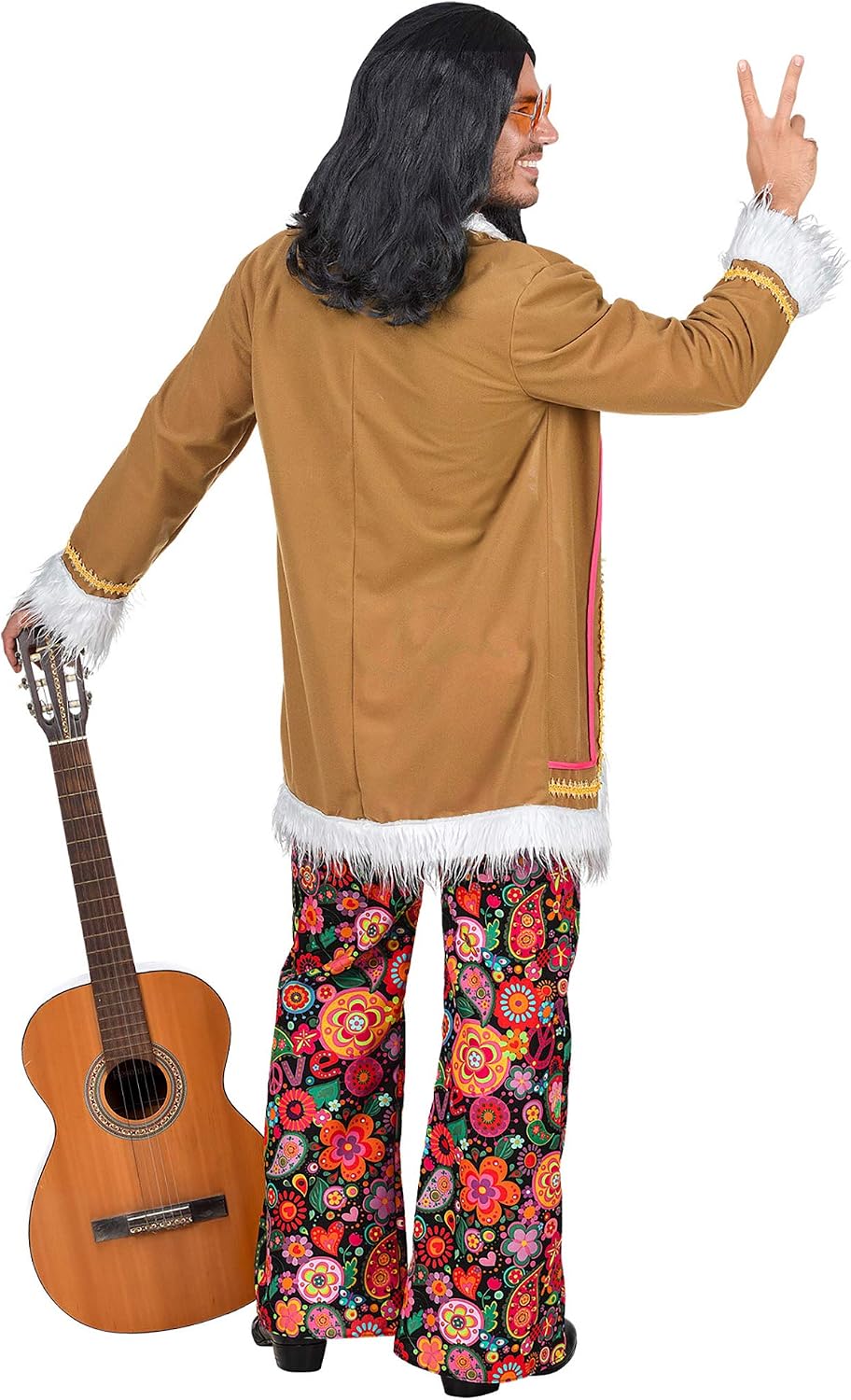 WIDMANN 02201 Adult Mens Hippie Costume. Include Coat and multicoloured trousers. 60s 70s Hippy/Woodstock, Fancy Dress, Outfit - Image 4