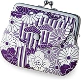 Floral Buckle Coin Purses (FUKURE weave Retro flower - Purple) / Made in Japan Kiss-lock Change Purse Wallets pouch for women
