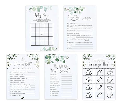 Amazon Com Premium Baby Shower Card Games Variety Pack 5 Funny