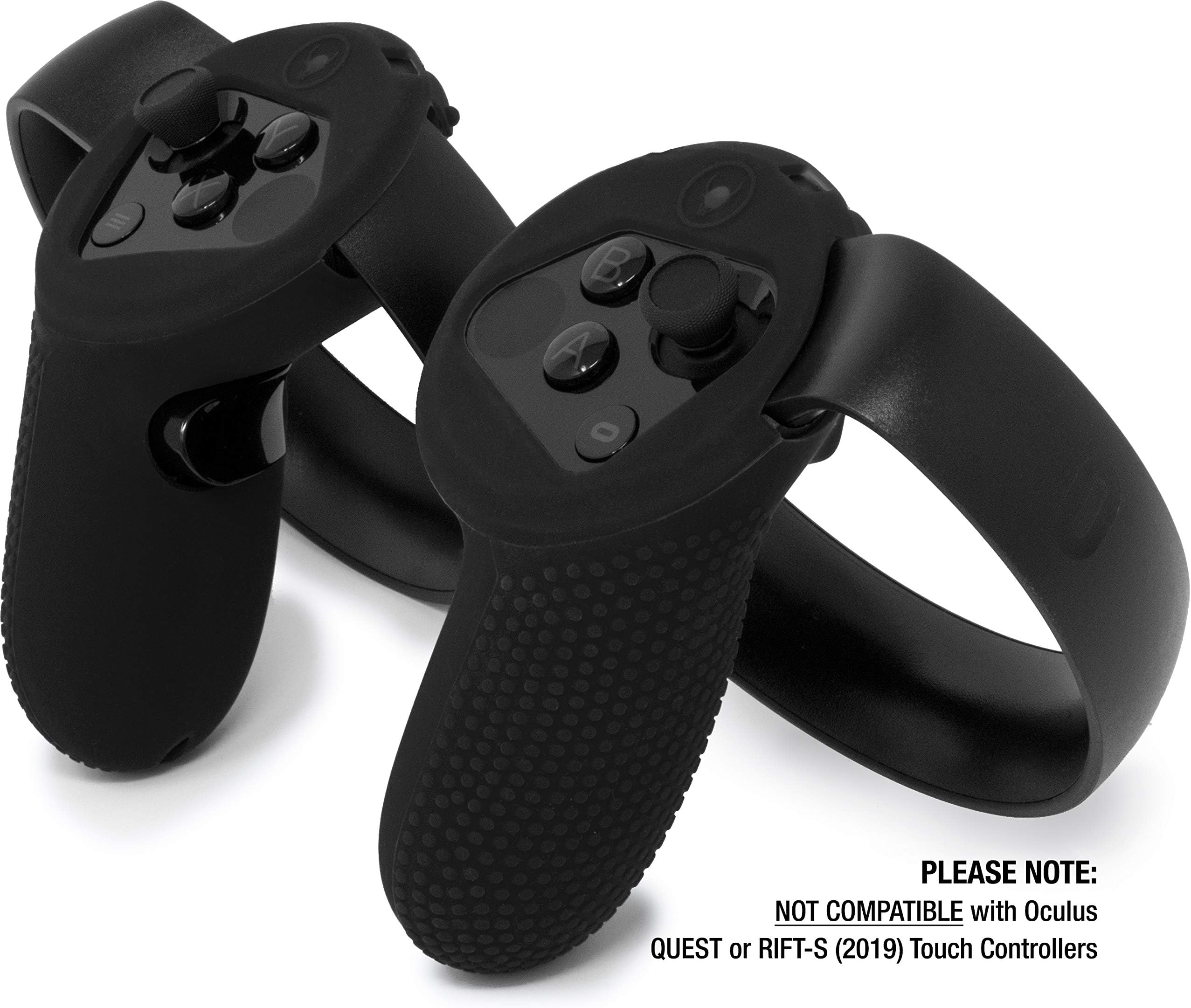 Controller Skin for Oculus Touch v1 by Asterion Products - (NOT for New Quest/Rift-S) Premium Gel Shell Silicone Protection Covers Featuring Low-Profile Friction Studs (Set of 2) Black