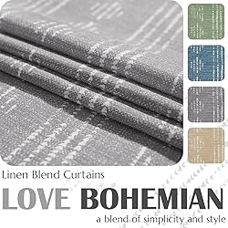 jinchan Boho Curtains Linen Blend Curtains for