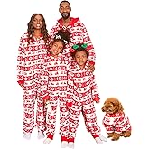 PopReal Christmas Pajamas for Family Onesies Plus Size and Dog, Matching PJs Hoodie Sleeper Snowflake Plush Cozy Warm