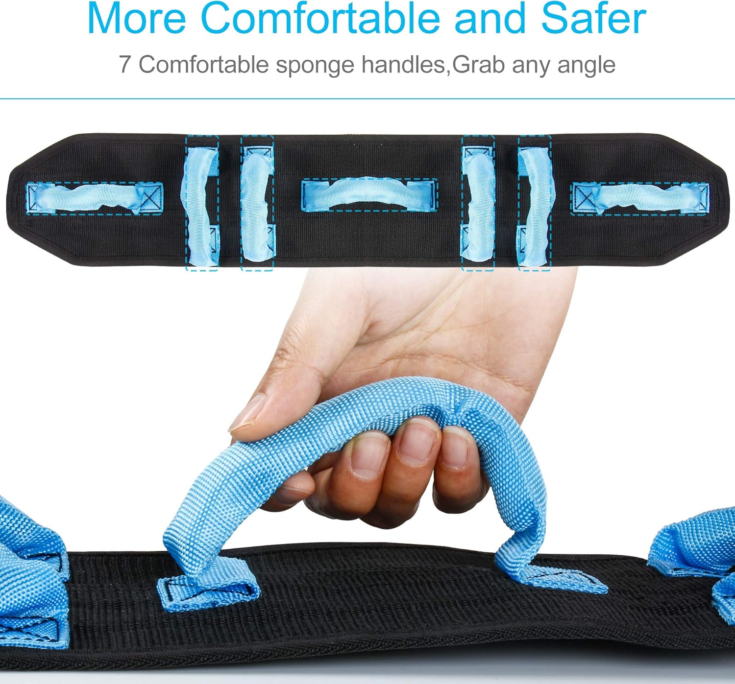REAQER Transfer and Walking Gait Belt with 7 Handles for Patient Care(Adjustable Waist Circumference:31"~51"): Health & Personal Care