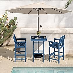 SERWALL 4 Pieces Outdoor Patio Bar Set with 9ft
