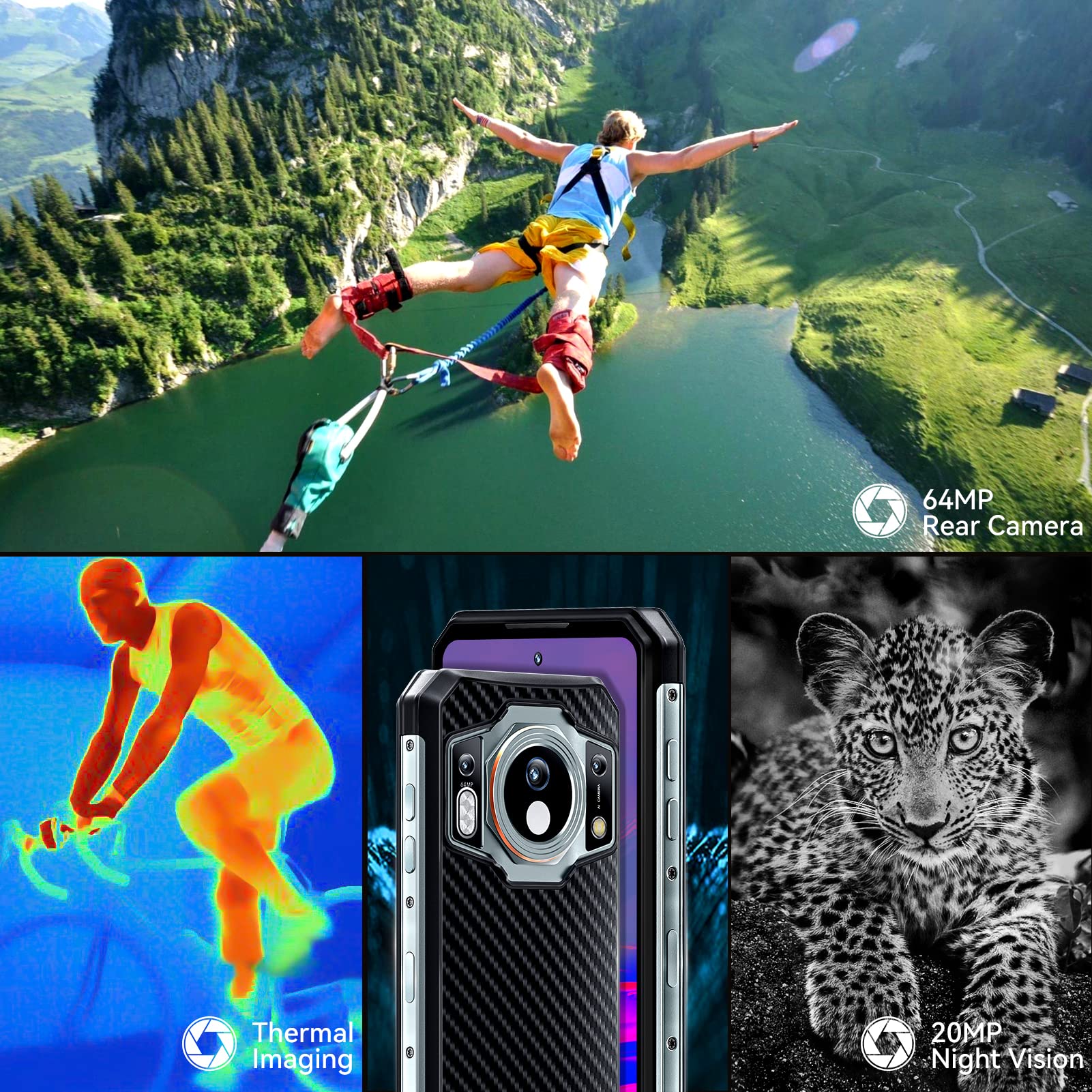 OUKITEL WP21 Ultra Rugged Smartphone Unlocked, Thermal Imaging Camera Rugged Cell Phones, 17GB+256GB, 120Hz 6.78