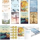 Humyoun 24 Pack Christian Ministry Appreciation Card Religious Thank You Greeting Card with 24 Envelopes Stickers for Minister Pastor Church Staff Volunteers Ministry Appreciation Gift Card