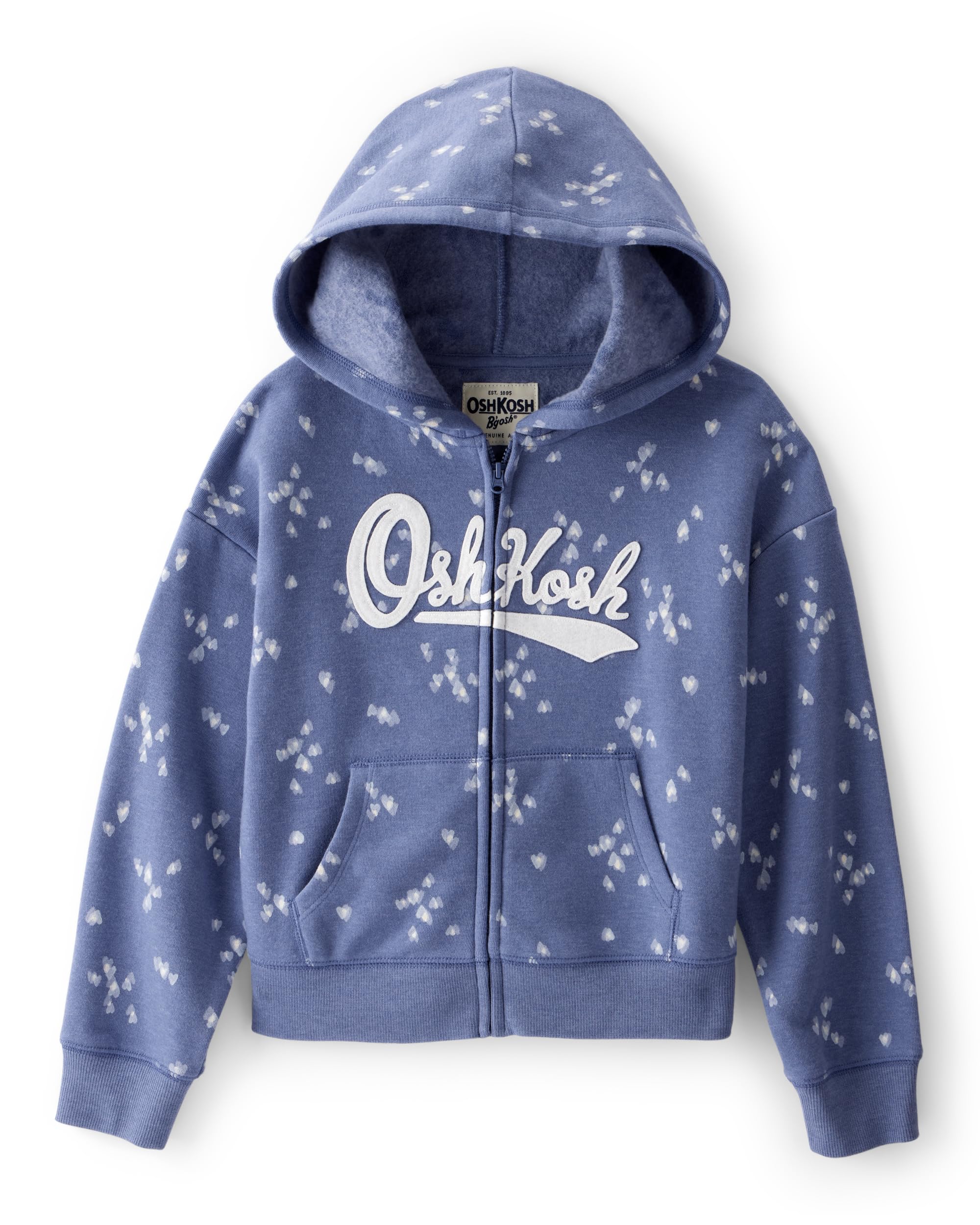 OshKosh B'Gosh Girls' Logo Hoodie, Navy Blue Floral Image OshKosh B'Gosh Girls' Logo Hoodie, Navy Blue Floral Image