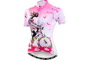 JPOJPO Womens Cycling Jersey,Bike Shirt Quick-Dry Breathable Reflective S-2XL Tops