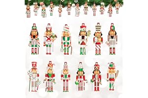 HC HONEY COCO Nutcracker Christmas Ornaments Set of 24, Mini Nutcracker Soldiers Ornaments, Wooden Hanging Decorations for Tree, Traditional Wooden Hanging Soldiers, Single-Sided for Custom Holiday Setup