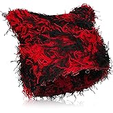 Chuarry Distressed Knitted Cat Ear Beanie Y2K for Women Men Vintage Crochet Hat Thick Slouchy Warm Cat Ear Hat Winter Outdoor