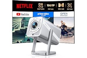 Smart Projector 4K with Dolby Audio|Compatible with Netflix|Autofocus/Keystone, 1080P Portable Mini Projecteur with WiFi6/Blu