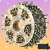 kemooie 500 LED Christmas Lights, 164FT 8 Lighting Mode with Memory Plug in Waterproof Christmas Lights Outdoor, for Birthday Christmas Tree Wedding Party Garden Balcony Decorations (Warm White)