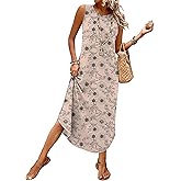 WIHOLL Summer Dresses for Women 2026 Hawaiian Beach Vacation Clothes Casual Sleeveless Maxi Long Sundresses with Pockets