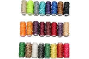 GOIIO 24 Colors Waxed Thread, Leather Sewing Thread,Hand Stitching Thread for Hand Sewing Leather and Bookbinding, 13Yards Per Color