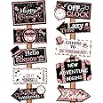20 Pieces Retirement Party Decorations Happy Retirement banner Sign outdoor Retired Yard Directional Sign Supplies, 10 Styles(Rose Gold, White, Black)