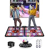 Acelufly Double Dance Mat - Wireless Electronic Dance Mat for TV with Camera, Anti-Slip Fitness Dance Pad for Kids & Adults, Dance Game Mat Toy Gift for 3-12 Year Old Girls & Boys (Black)