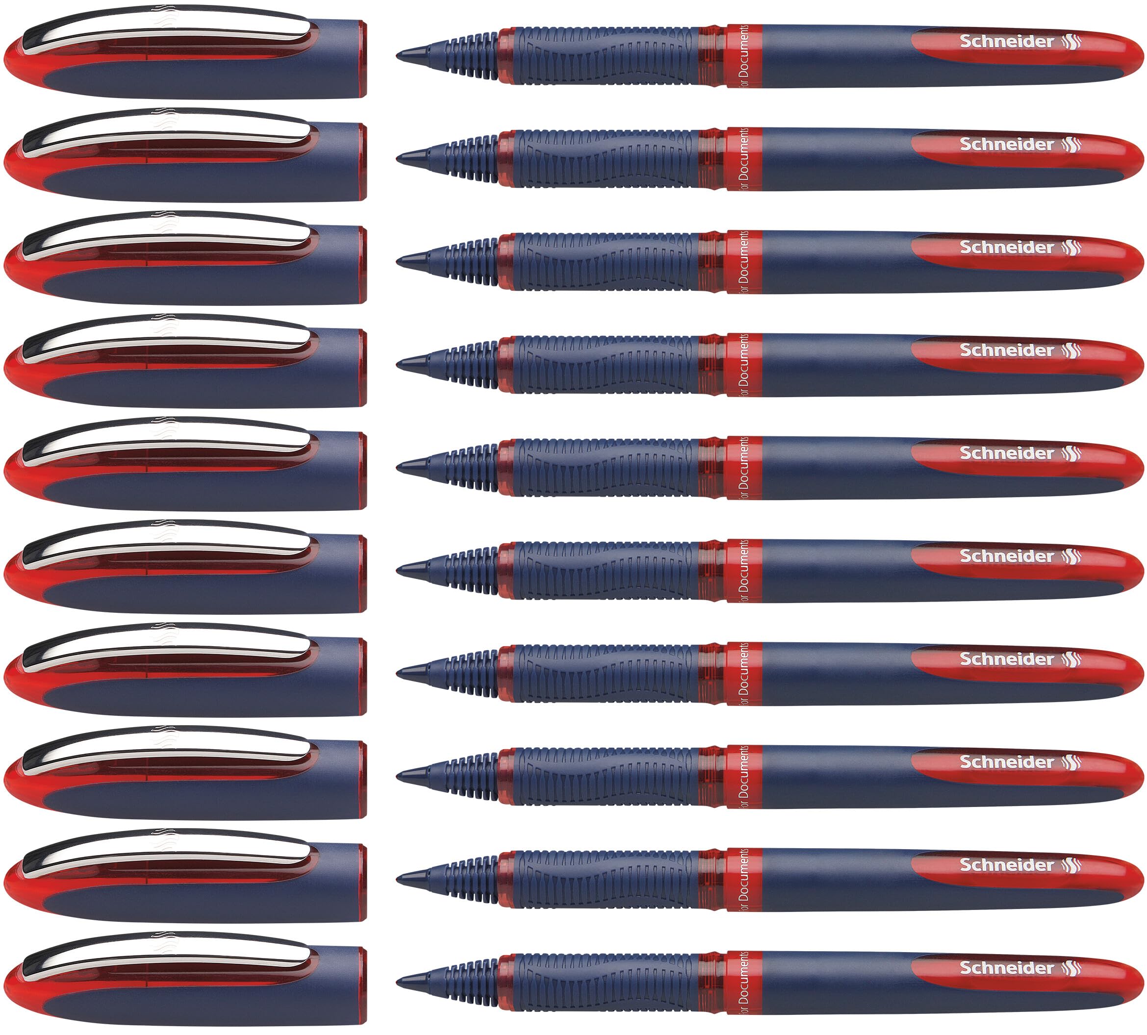 Schneider One Business Non-Retractable Ballpoint Pens with Liquid Ink, Pack of 10 red
