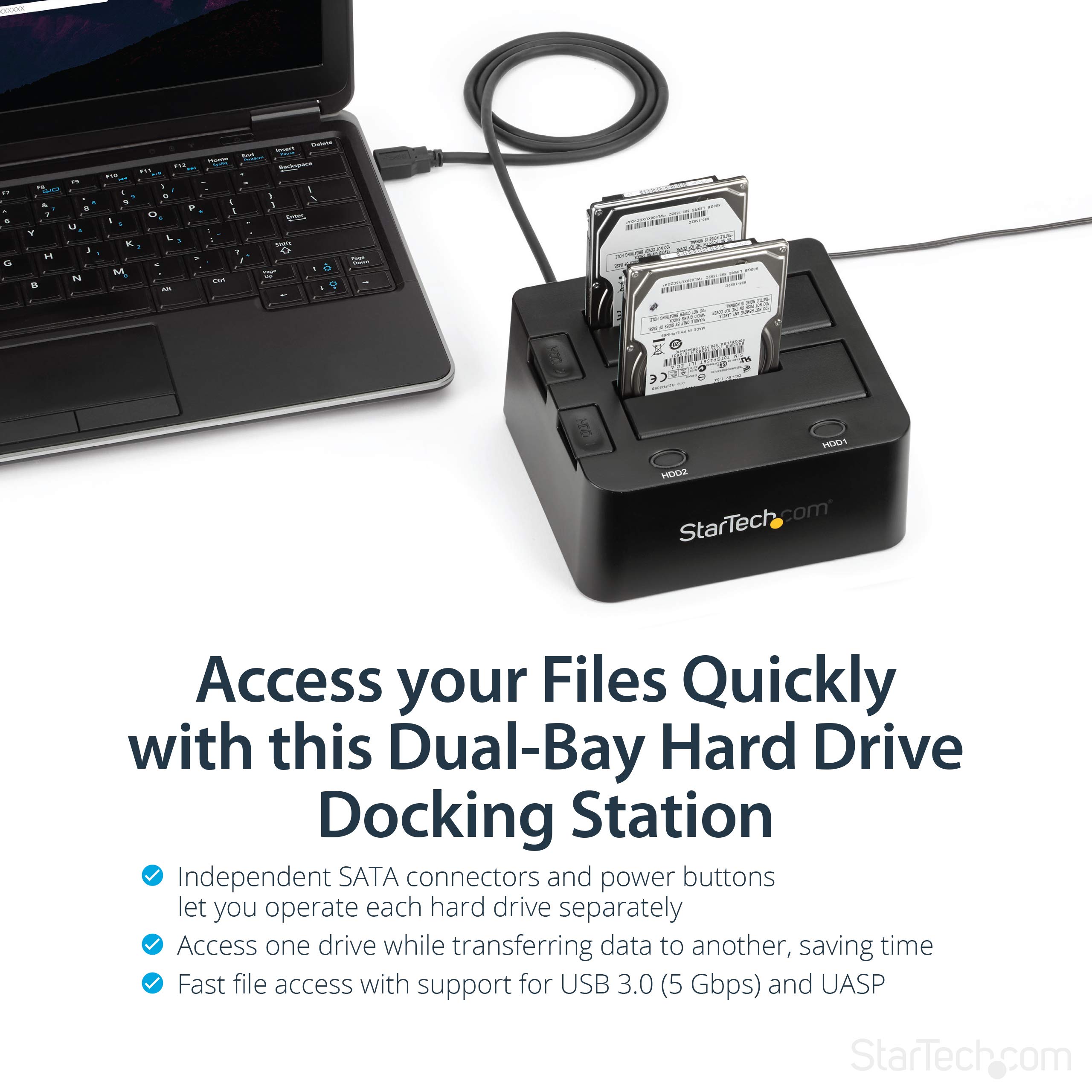 Startech.com Dual-Bay Usb 3.0 Docking Station - Showing Drive Compatibility With 2.5 And 3.5 Inch Drives