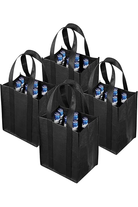 Bottle Wine Carrier 3-Pack Reusable Wine Totes Holds Bottles