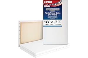 U.S. Art Supply 18 x 36 inch Stretched Canvas 12-Ounce Triple Primed, 3-Pack - Professional Artist Quality White Blank 3/4" Profile, 100% Cotton, Heavy-Weight Gesso - Acrylic Pouring, Oil Painting