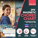 SOL 2pk Magnetic Chore Chart with 2 Easy-Wipe Markers Kids Family Reward Board view 3