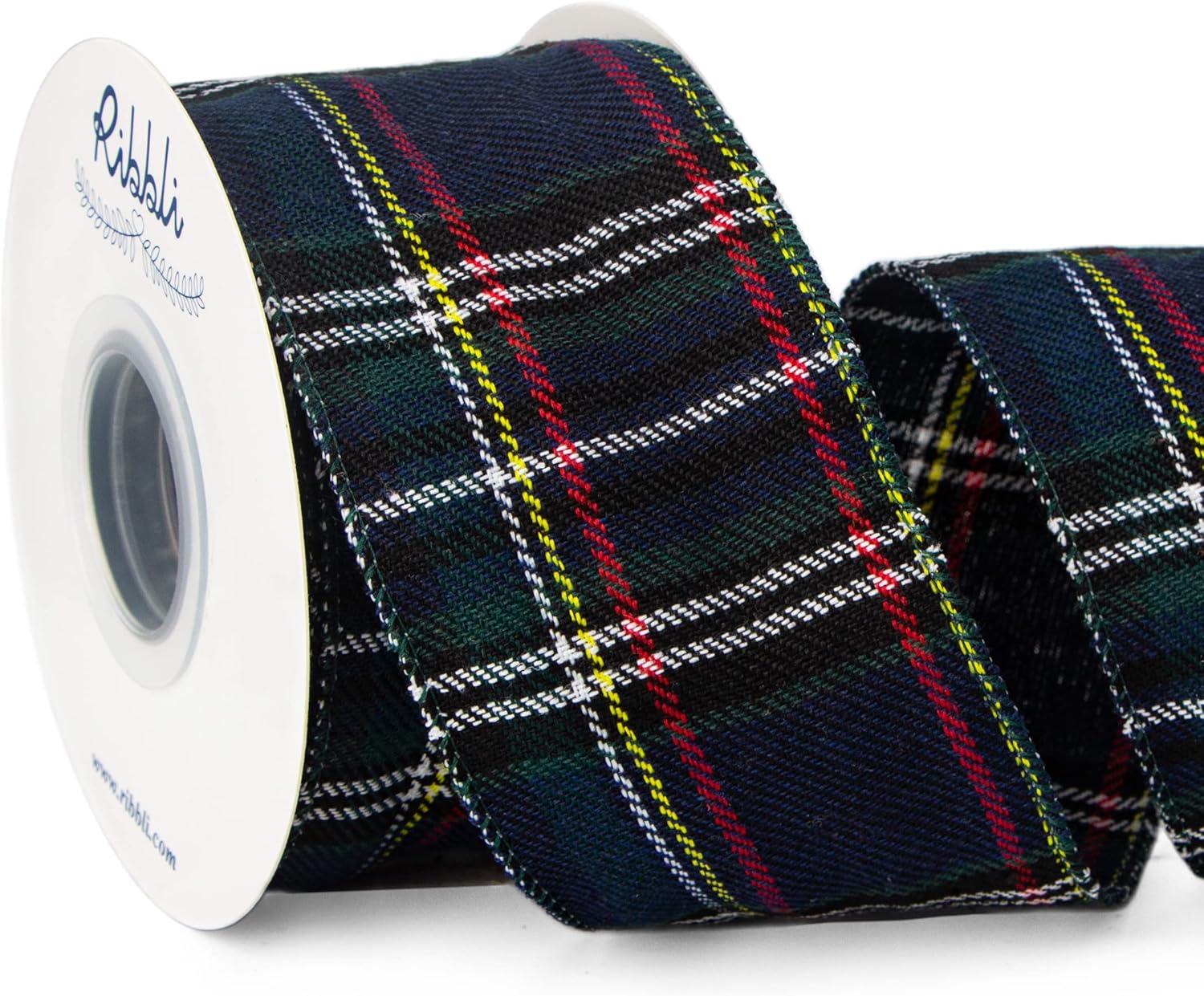Bows & Ribbons - Ribbli Christmas Plaid Wired Ribbon, Green Plaid Ribbon 2-1/2 Inch x Continuous 10 Yard, Christmas Ribbon for Gift Wrapping, Big Bow, Wreath, Polyester-Green/Blue/Red/Yellow/White