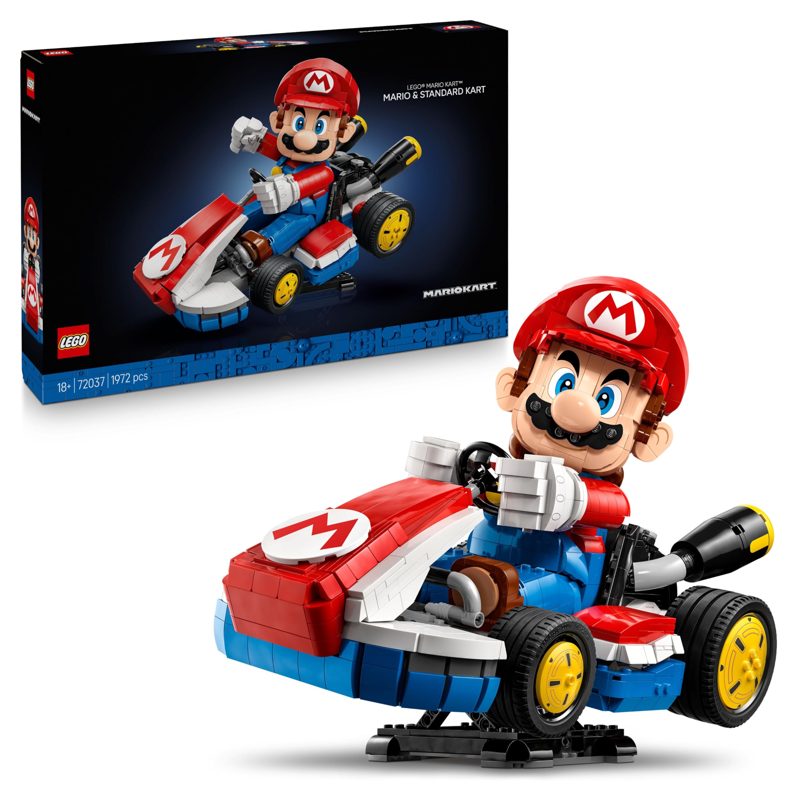 LEGO Super Mario: Mario Kart: Mario & Standard-Kart - Nintendo Figur und baubares Auto für Gaming Fans - Modellbau für Erwachsene Gamer und Fans von Videospielen - 72037