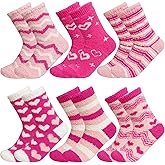 Woozettn 6 Pairs Fuzzy Socks for Women, Valentines Day Gifts for Her, Warm Cozy Fluffy Slipper Socks, Soft Thick Winter Home Sleeping Socks