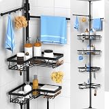 KEGII Telescopic Corner Shower Caddy 4-Tier Rustproof with 2 Towel Holders view 2